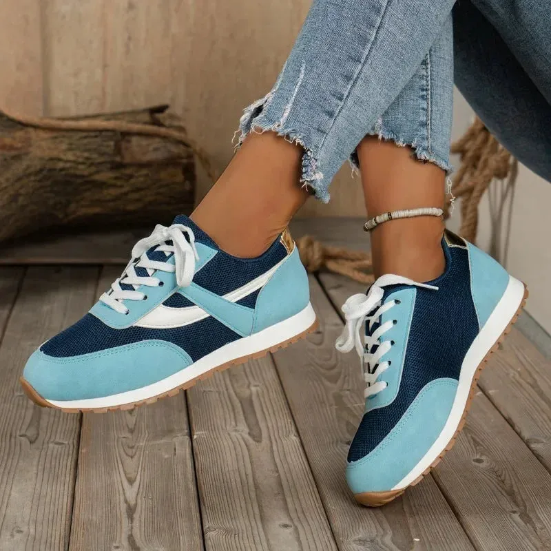 Amozae-New Women’s Sneakers Casual Flat Lace Up Outdoor Running Tennis Leather Shoes Fashion Printed Breathable Vulcanized Shoes