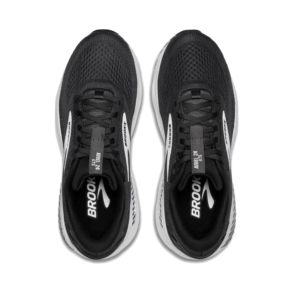 Brooks Women's Ariel GTS 24 Sneaker in Ebony/Black/White