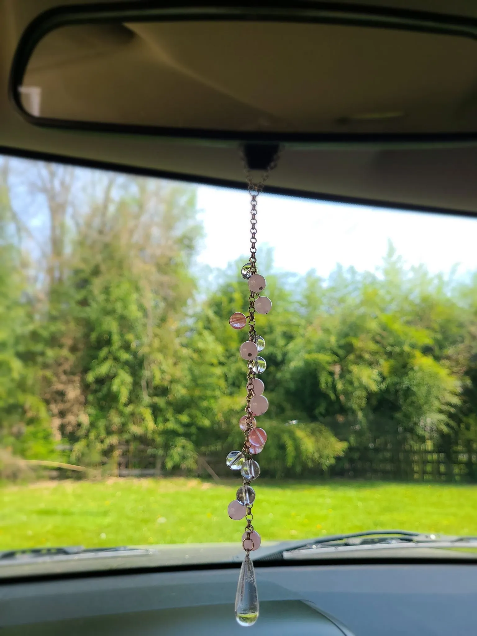 Car Charm Suncatcher- Clear, Rose, and Cherry Quartz