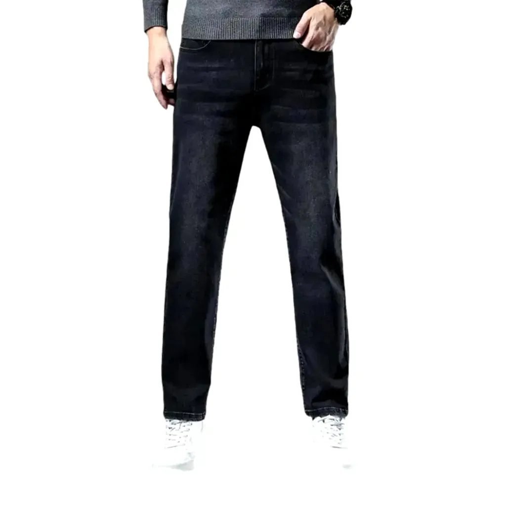 Casual style elastic high rise men's jeans