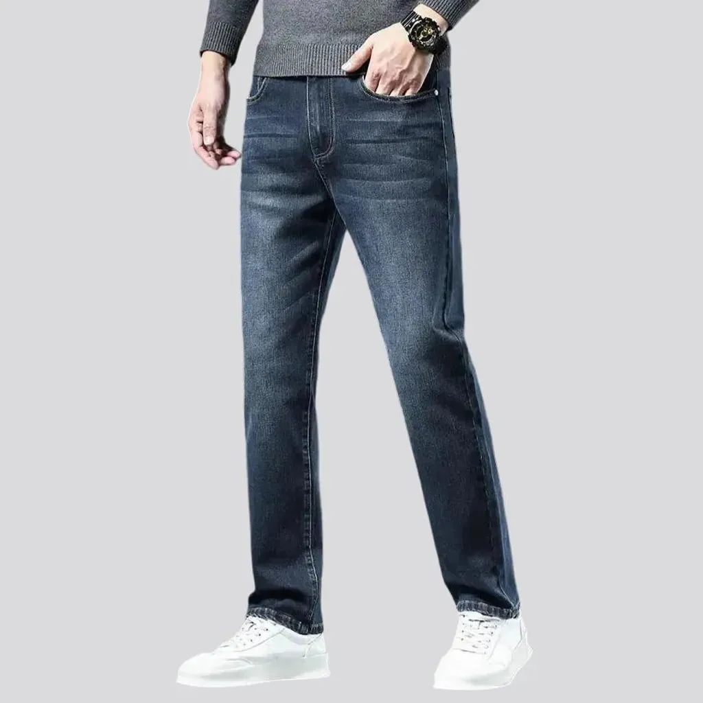 Casual style elastic high rise men's jeans