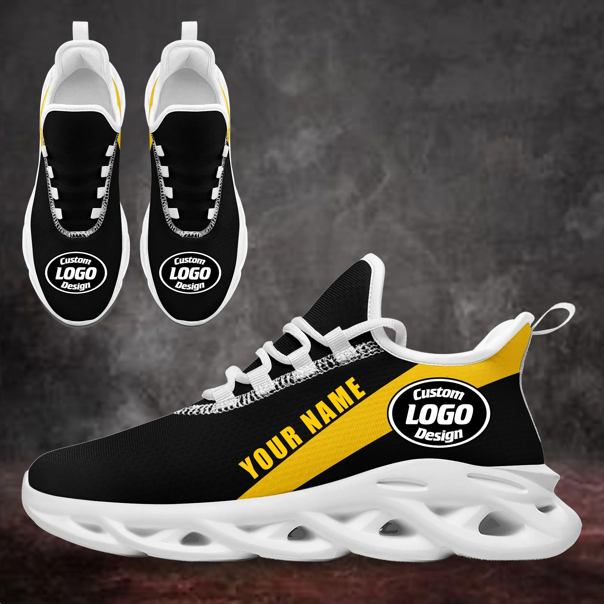 Custom Yellow Black Jersey MaxSoul Shoes and Hat Combo Offer Personalized ZH-bd0b007e-c