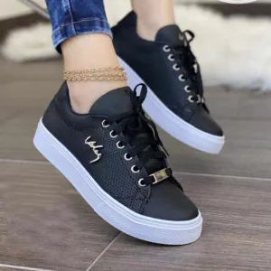 Glow Chic's Breathable Lace-Up Flat Sneakers