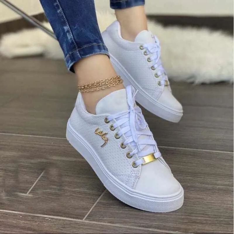 Glow Chic's Breathable Lace-Up Flat Sneakers