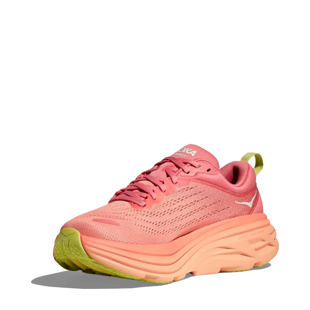 Hoka Women's Bondi 8 Running Sneaker in Coral/Papaya