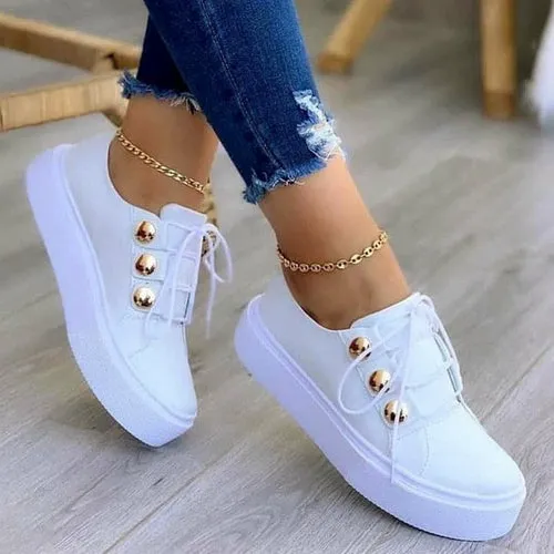 Light Breathable Casual Female Flat Shoes White/Gold/Black/Rose Gold