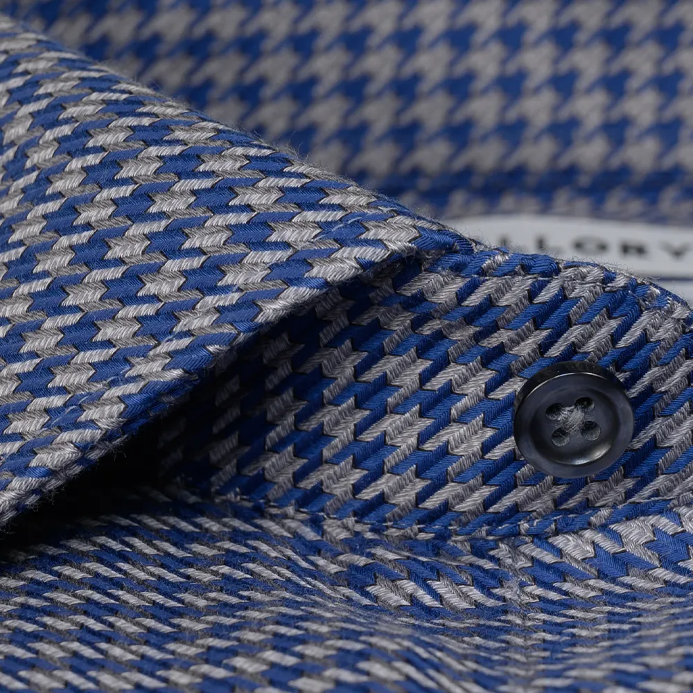 Non-Iron Grey / Blue Houndstooth