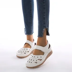 OCW Women Retro Hollow Shoes Causal Breathable Round Toe Wedges Design