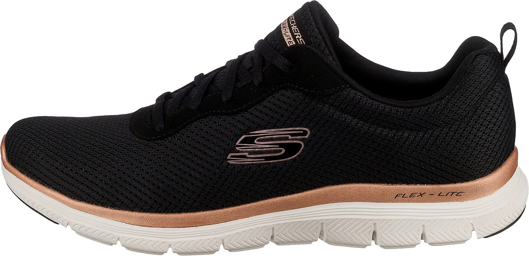 Skechers Women's Flex Appeal 4.0-Brilliant Vie Black/Rose Gold Sneaker-5 UK (149303-BKRG)