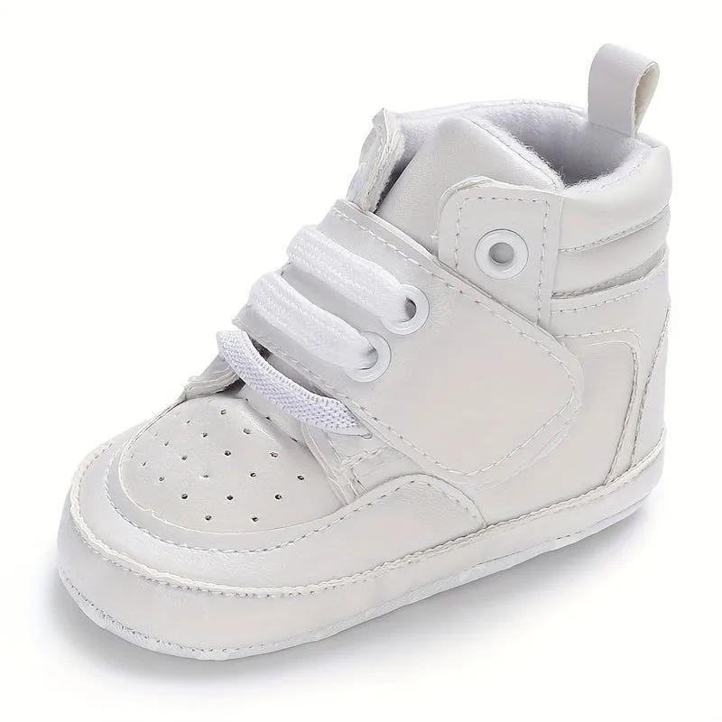 Snug Fit High-top Leather Baby Boys First Walker Sneakers