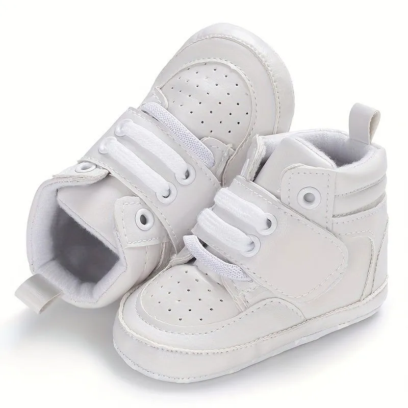 Snug Fit High-top Leather Baby Boys First Walker Sneakers