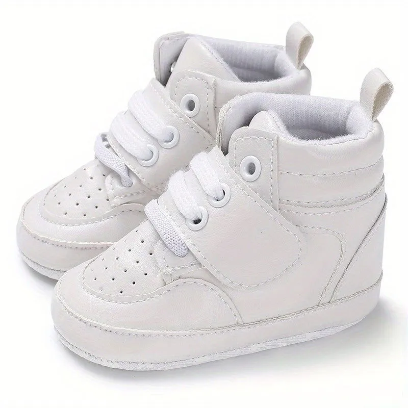 Snug Fit High-top Leather Baby Boys First Walker Sneakers