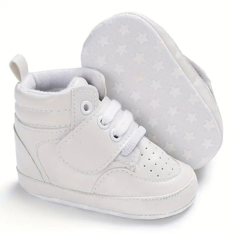 Snug Fit High-top Leather Baby Boys First Walker Sneakers