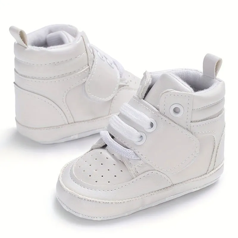 Snug Fit High-top Leather Baby Boys First Walker Sneakers