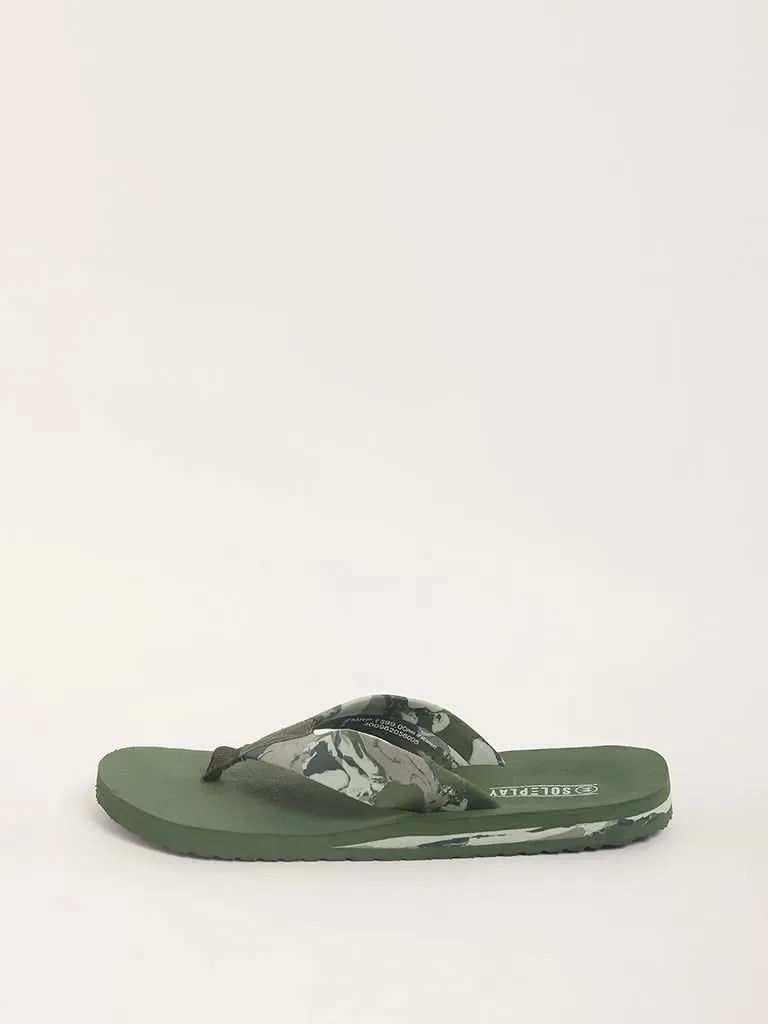 SOLEPLAY Green Camo Print Flip-Flop