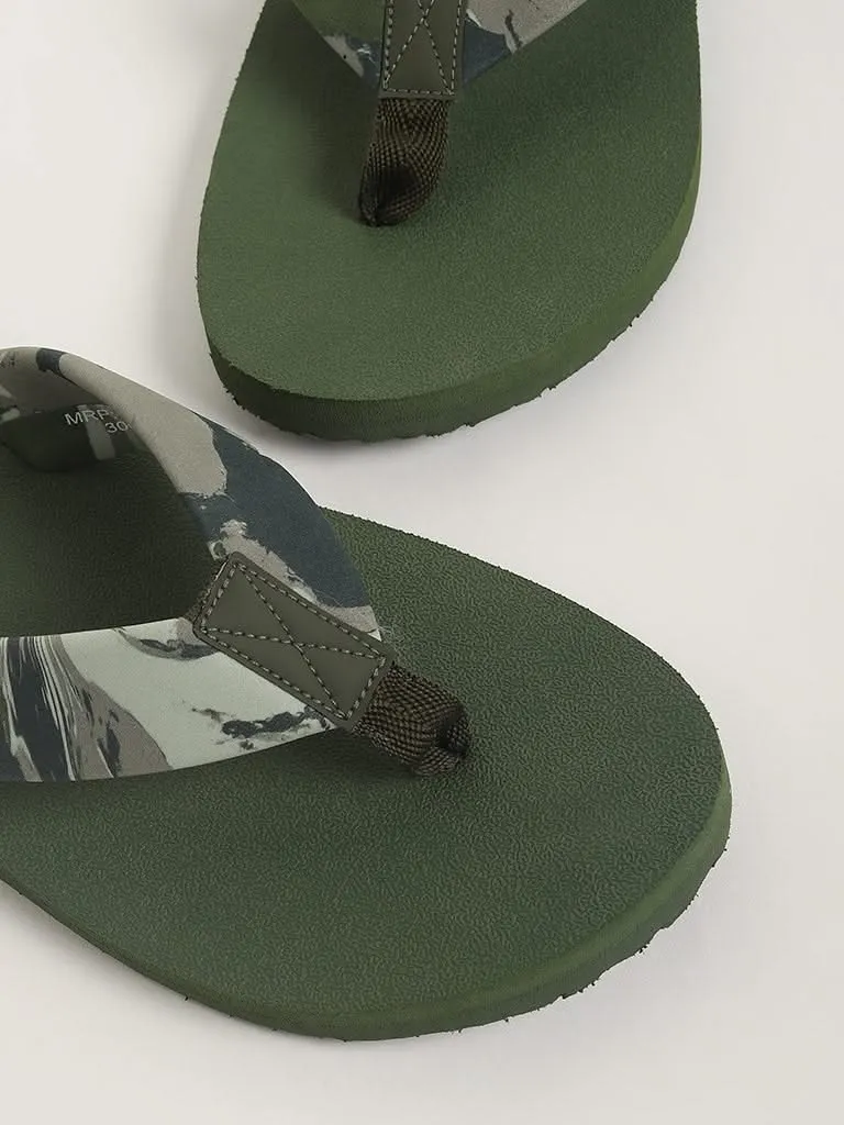 SOLEPLAY Green Camo Print Flip-Flop